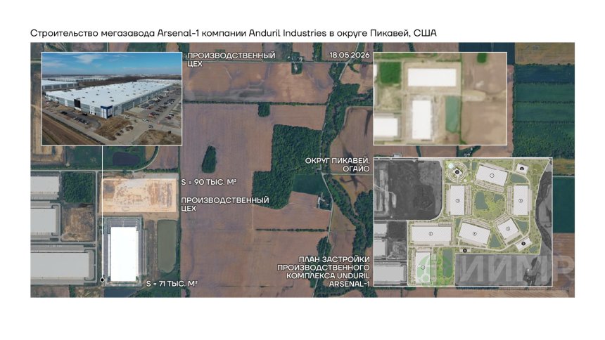Строительство мегазавода Arsenal-1 компании Anduril Industries в округе Пикавей, США
