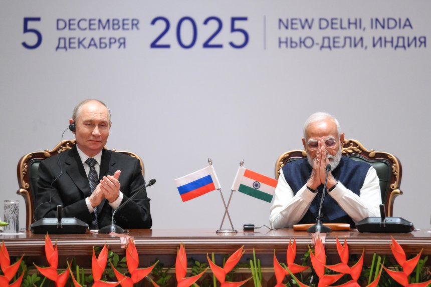 Индия. Нью-Дели. Президент РФ Владимир Путин и премьер-министр Индии Нарендра Моди