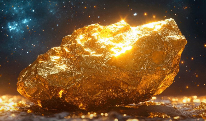 Золотой слиток на фоне космоса