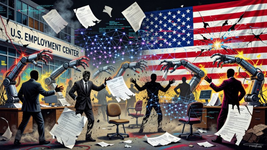 Абстракция на тему потери рабочих мест в США из-за ИИ