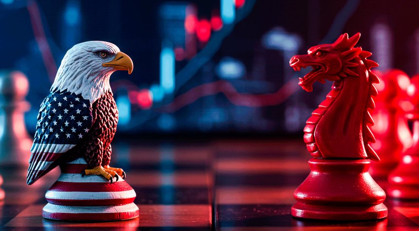 Орел против дракона, шахматные фигуры, абстракция