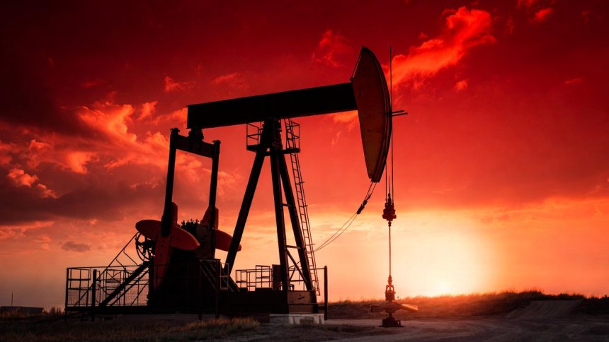 Качалка нефти на фоне заката